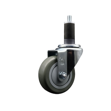 Service Caster 3.5'' Gray Poly Wheel Swivel 1-1/4'' Expanding Stem Caster SCC-EX20S3514-PPUB-114